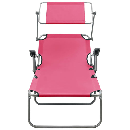 vidaXL Outdoor Sunbed | Pink | Powder-coated steel and fabric | Large