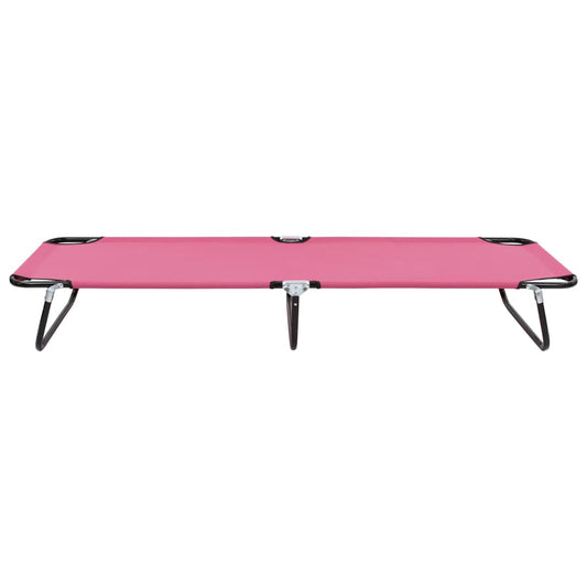 vidaXL Sun Lounger | Pink | Powder-coated steel | Large | Foldable