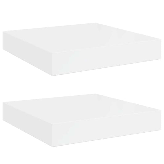 vidaXL Floating Wall Shelves 2 pcs High Gloss White 23x23.5x3.8 cm MDF