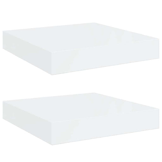 vidaXL Floating Wall Shelves 2 pcs High Gloss White 23x23,5x3,8 cm MDF