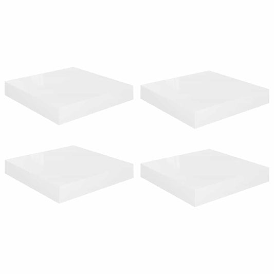 vidaXL Floating Wall Shelves 4 pcs High Gloss White 23x23,5x3,8 cm MDF