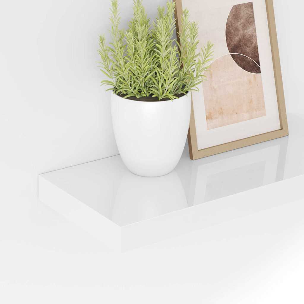 vidaXL Floating Wall Shelf High Gloss White 40x23.5x3.8 cm MDF