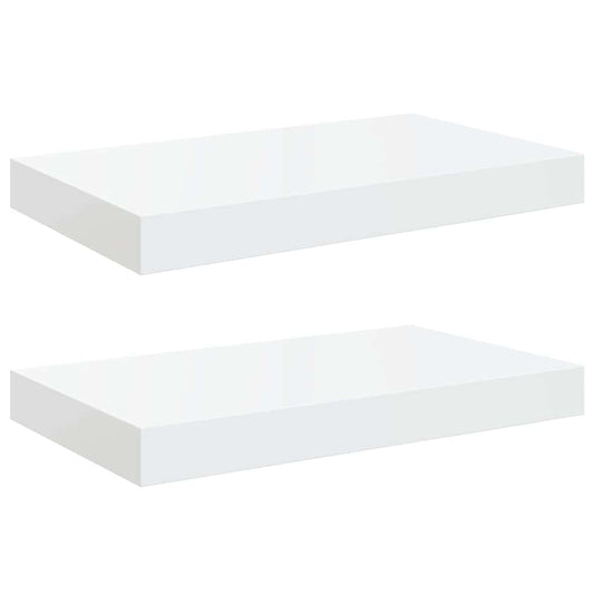 vidaXL Floating Wall Shelves 2 pcs High Gloss White 40x23.5x3.8 cm MDF