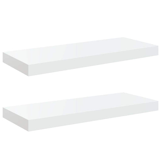 vidaXL Floating Wall Shelves 2 pcs High Gloss White 60x23,5x3,8 cm MDF