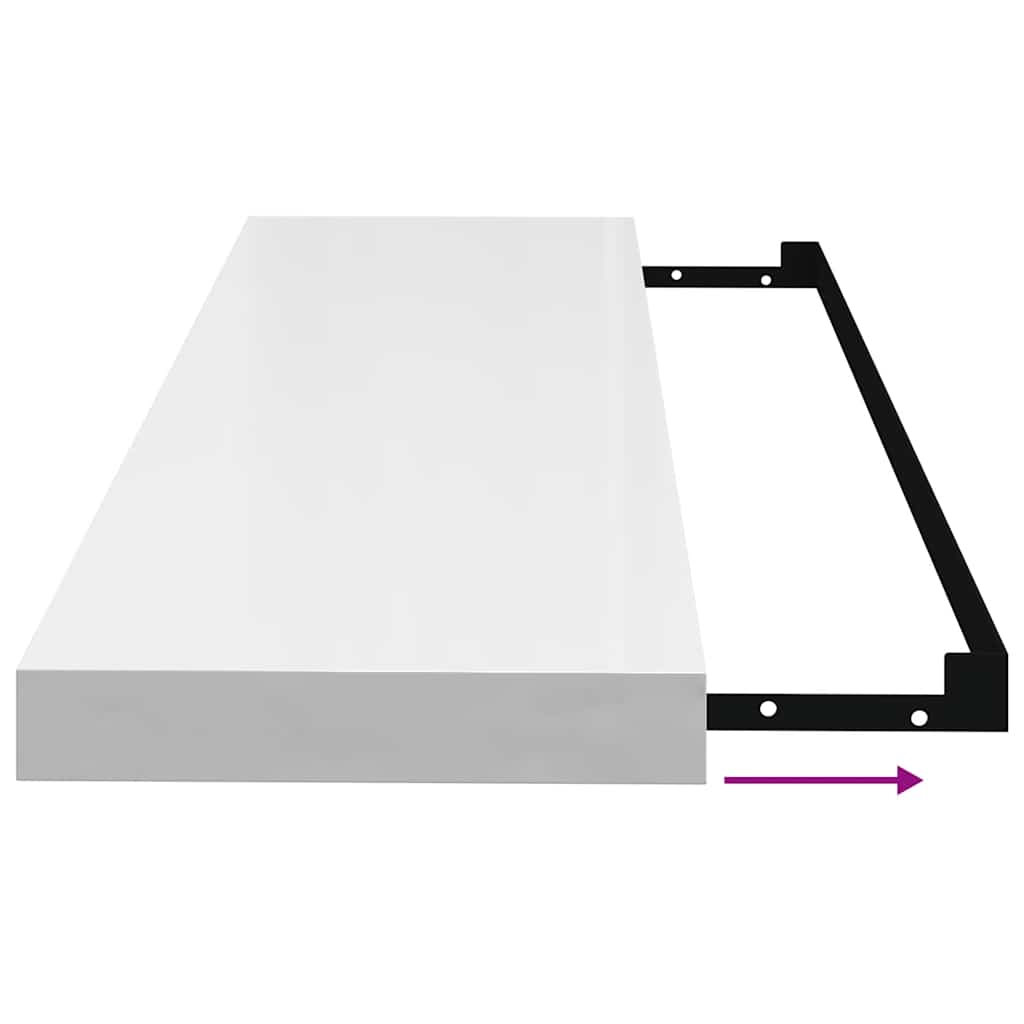 vidaXL Floating Wall Shelves 4 pcs High Gloss White 80x23.5x3.8 cm MDF
