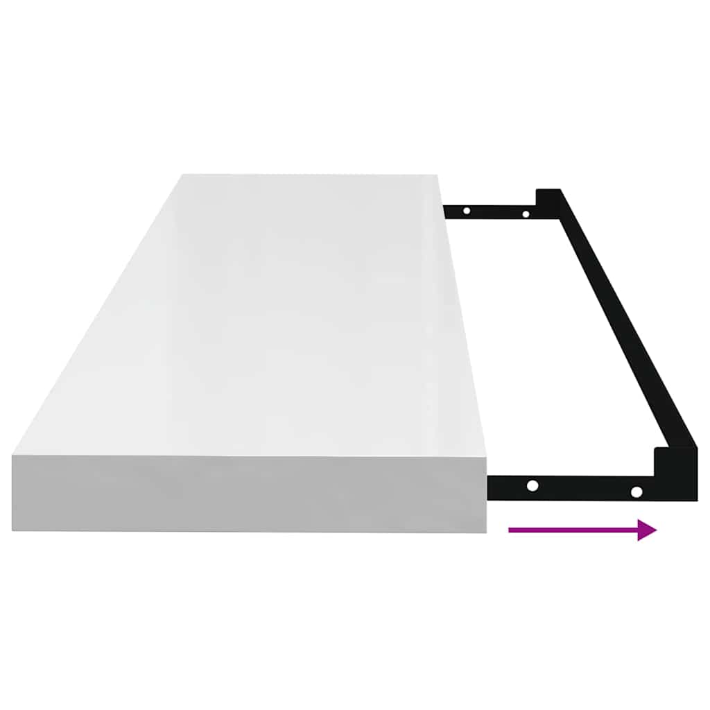 vidaXL Floating Wall Shelves 4 pcs High Gloss White 90x23,5x3,8 cm MDF