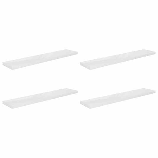 vidaXL Floating Wall Shelves 4 pcs High Gloss White 120x23.5x3.8cm MDF