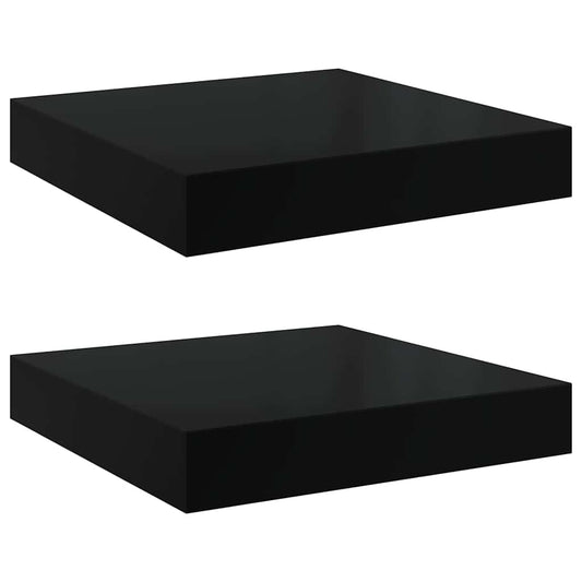 vidaXL Floating Wall Shelves 2 pcs High Gloss Black 23x23,5x3,8 cm MDF