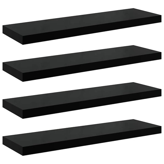 323774 vidaXL Floating Wall Shelves 4 pcs High Gloss Black 80x23,5x3,8 cm MDF