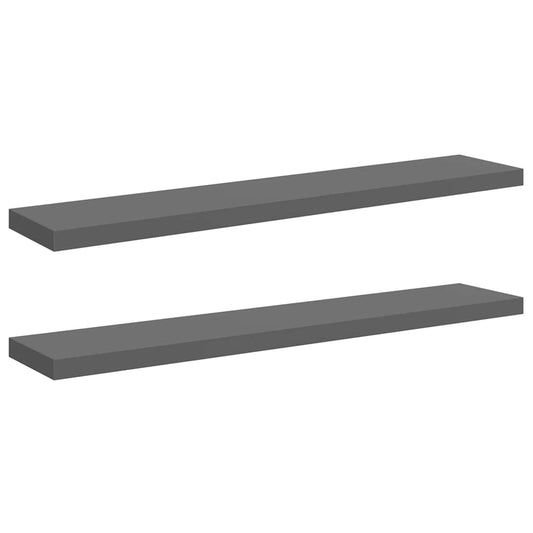 323800 vidaXL Floating Wall Shelves 2 pcs High Gloss Grey 120x23,5x3,8 cm MDF