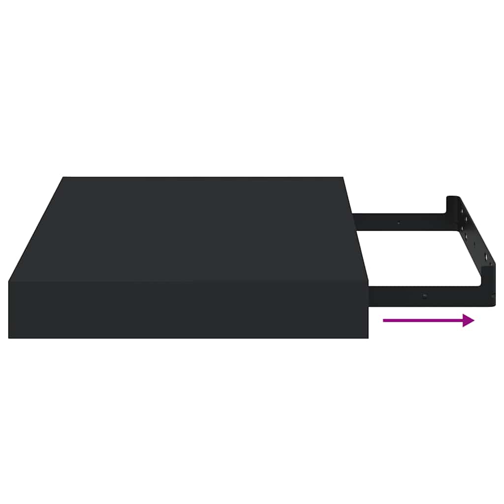 vidaXL Floating Wall Shelves 2 pcs Black 23x23.5x3.8 cm MDF