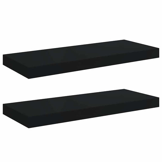 323833 vidaXL Floating Wall Shelves 2 pcs Black 60x23,5x3,8 cm MDF