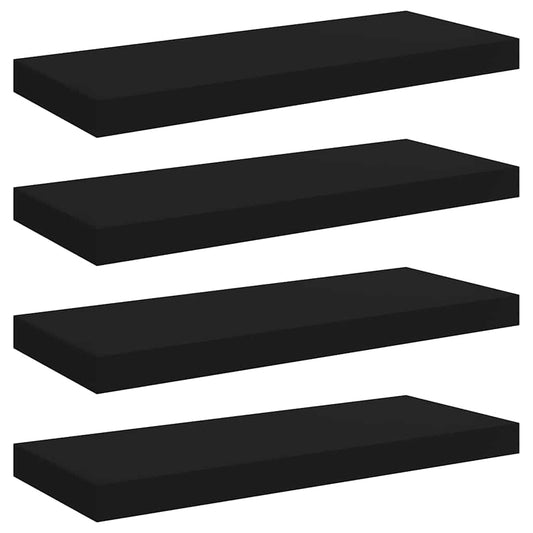 323834 vidaXL Floating Wall Shelves 4 pcs Black 60x23,5x3,8 cm MDF