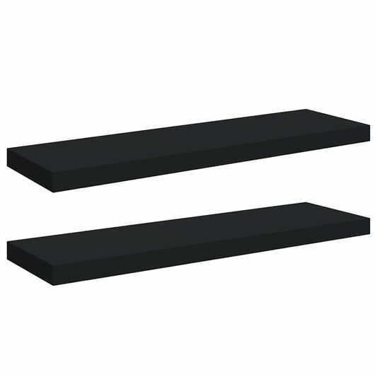 323836 vidaXL Floating Wall Shelves 2 pcs Black 80x23,5x3,8 cm MDF