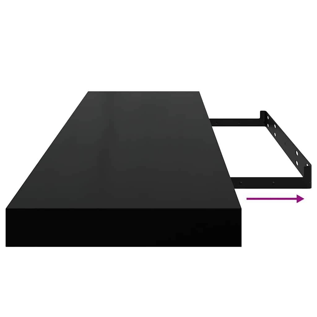 vidaXL Wall Shelf | Set of 2 | Black | Honeycomb MDF, Metal | Wall mounting