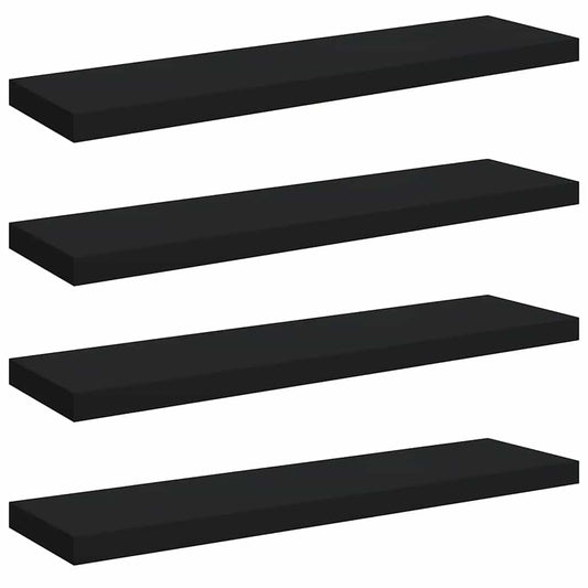 vidaXL Floating Wall Shelves 4 pcs Black 90x23.5x3.8 cm MDF