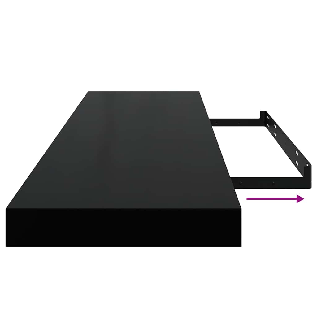 vidaXL Wall Shelf | Set of 4 | Black | Honeycomb MDF, metal | 90 x 23.5 x 3.8 cm