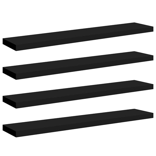 323843 vidaXL Floating Wall Shelves 4 pcs Black 120x23,5x3,8 cm MDF