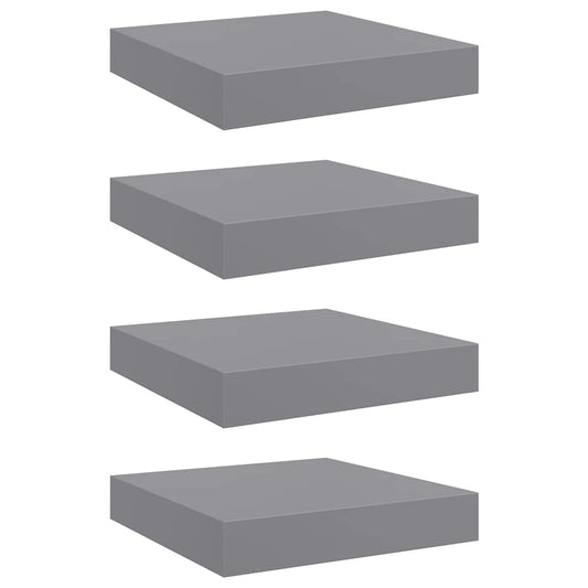 323846 vidaXL Floating Wall Shelves 4 pcs Grey 23x23,5x3,8 cm MDF