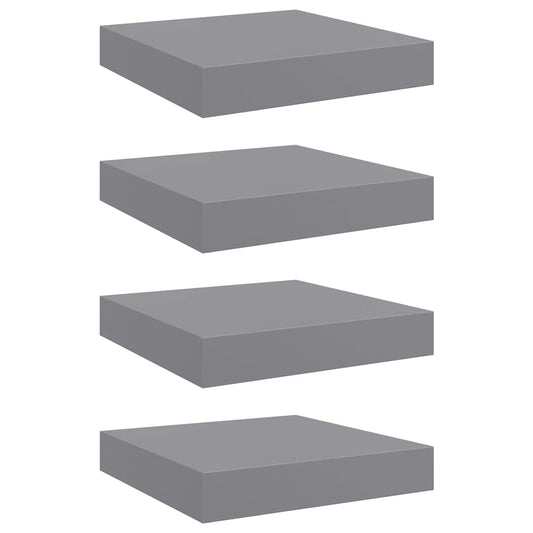 vidaXL Floating Wall Shelves 4 pcs Grey 23x23.5x3.8 cm MDF