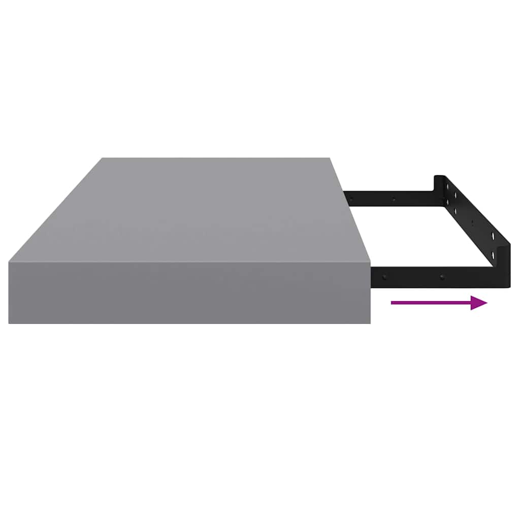 vidaXL Floating Wall Shelves 4 pcs Grey 50x23.5x3.8 cm MDF