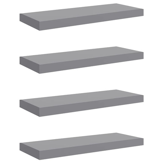 323855 vidaXL Floating Wall Shelves 4 pcs Grey 60x23,5x3,8 cm MDF