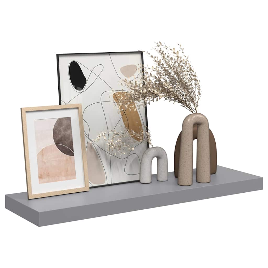 323856 vidaXL Floating Wall Shelf Grey 80x23,5x3,8 cm MDF