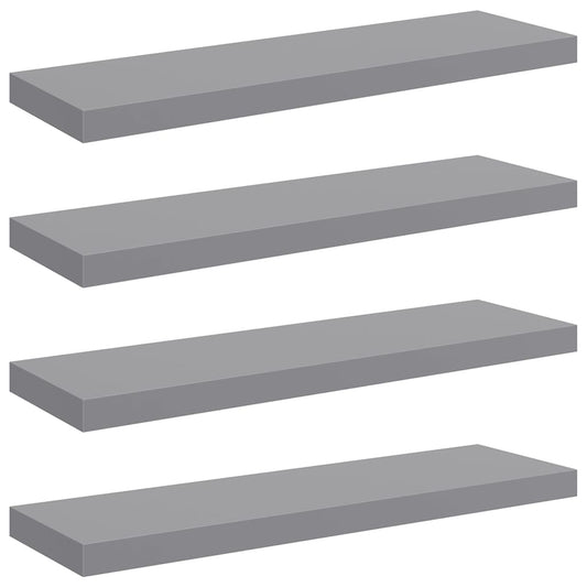 323858 vidaXL Floating Wall Shelves 4 pcs Grey 80x23,5x3,8 cm MDF