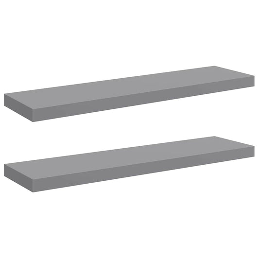 323860 vidaXL Floating Wall Shelves 2 pcs Grey 90x23,5x3,8 cm MDF