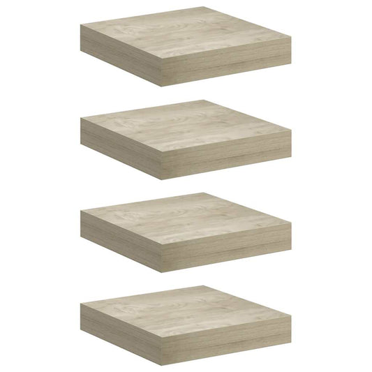 vidaXL Floating Wall Shelves 4 pcs Oak 23x23.5x3.8 cm MDF