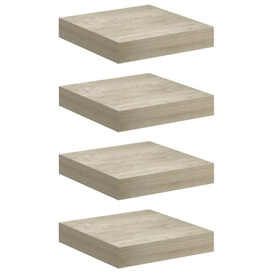 323867 vidaXL Floating Wall Shelves 4 pcs Oak 23x23,5x3,8 cm MDF
