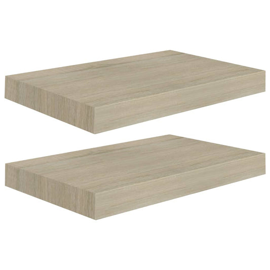 vidaXL Wall Shelf | Set of 2 | Oak | Honeycomb MDF, Metal | 40x23x3.8 cm