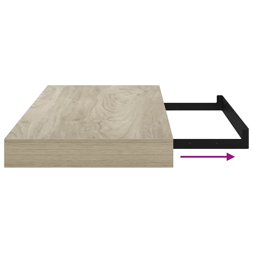 vidaXL Wall Shelf | Set of 2 | Oak | Honeycomb MDF, metal | 50x23x3.8 cm