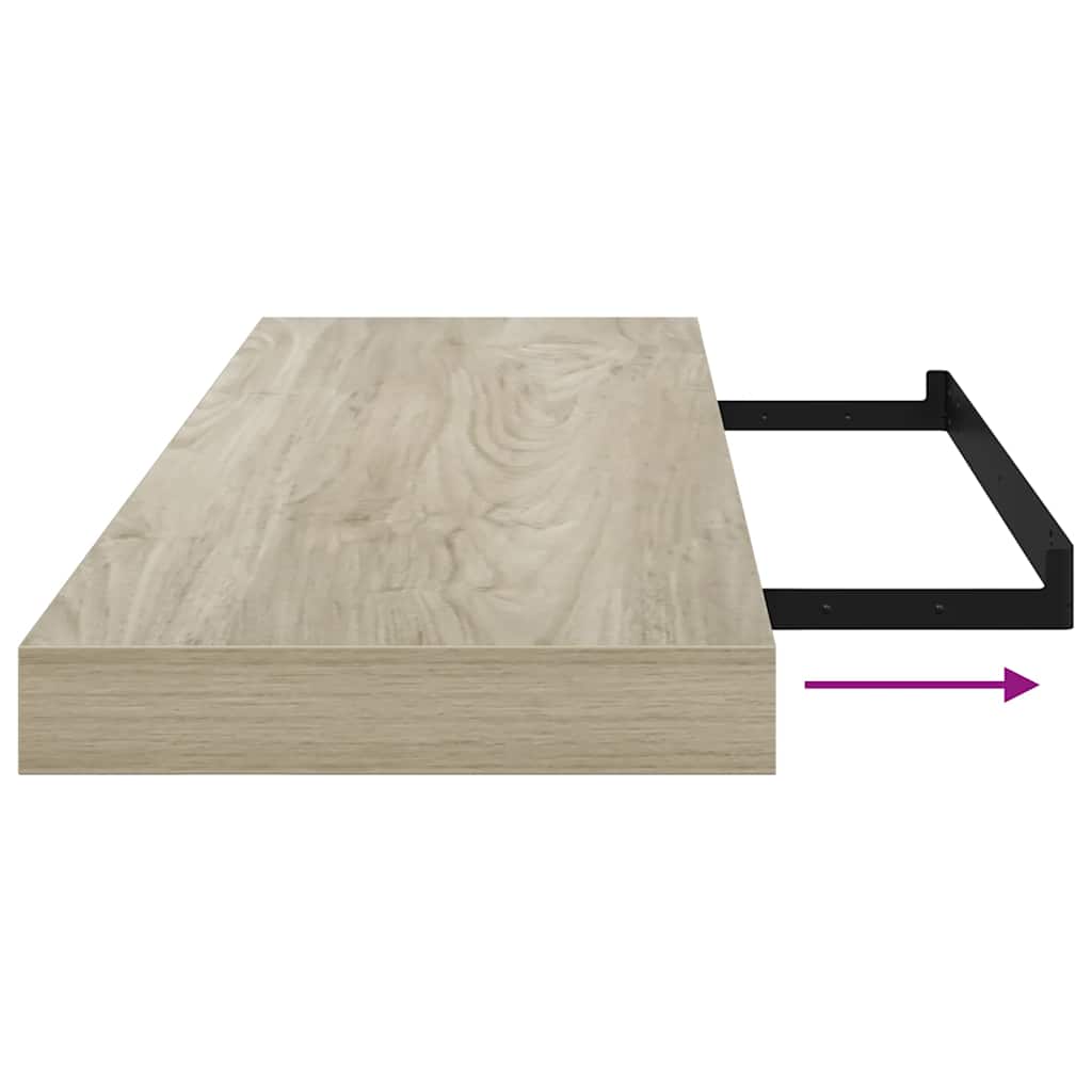 vidaXL Wall Shelf | Set of 4 | Oak | Honeycomb MDF, metal | Medium