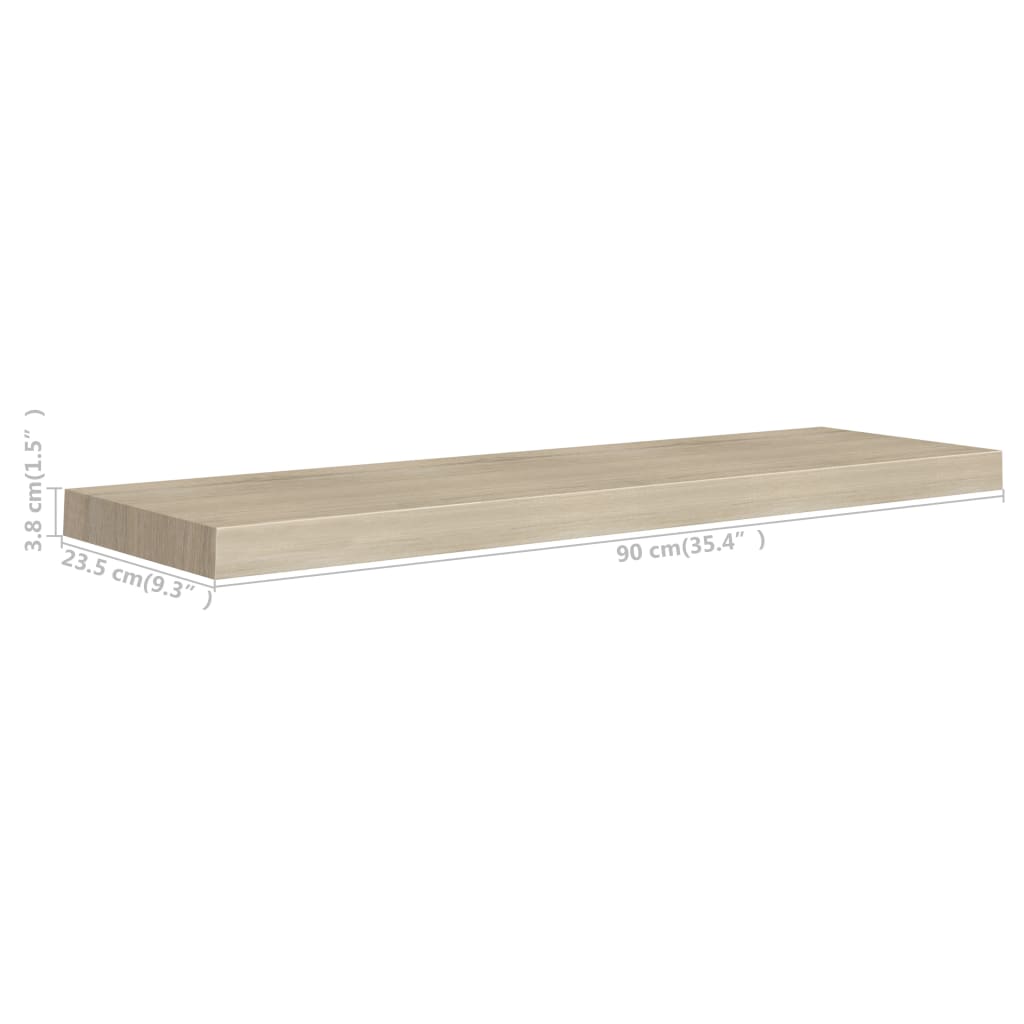 vidaXL Floating Wall Shelves 2 pcs Oak 90x23.5x3.8 cm MDF