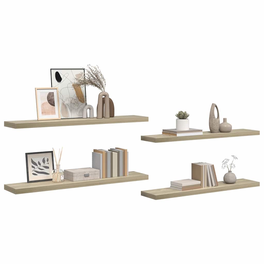 323885 vidaXL Floating Wall Shelves 4 pcs Oak 120x23,5x3,8 cm MDF
