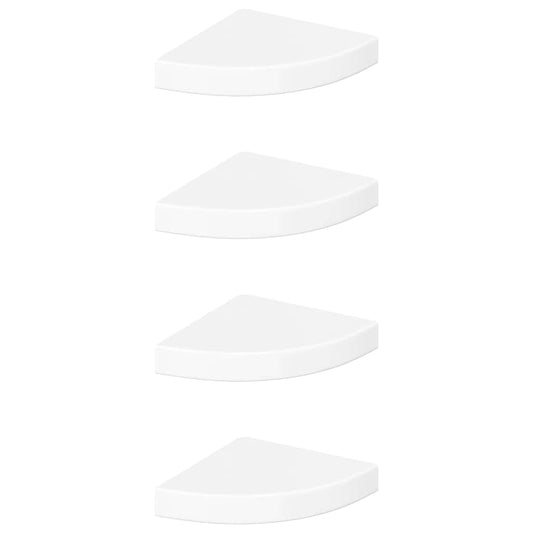 323888 vidaXL Floating Corner Shelves 4 pcs High Gloss White 25x25x3,8 cm MDF
