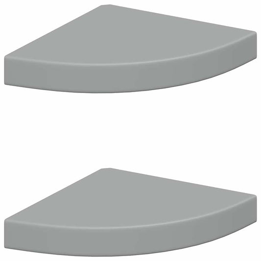 323902 vidaXL Floating Corner Shelves 2 pcs Grey 25x25x3,8 cm MDF