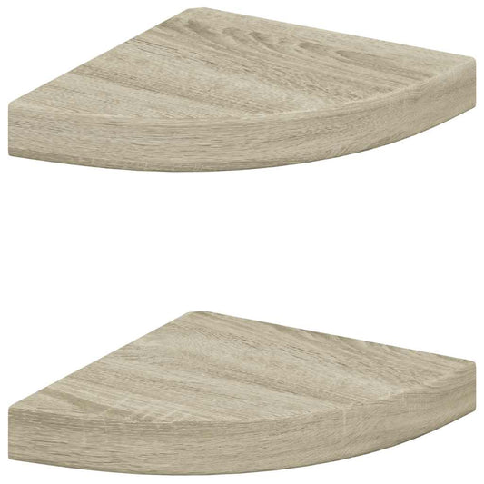 vidaXL Floating Corner Shelves 2 pcs Oak 25x25x3.8 cm MDF