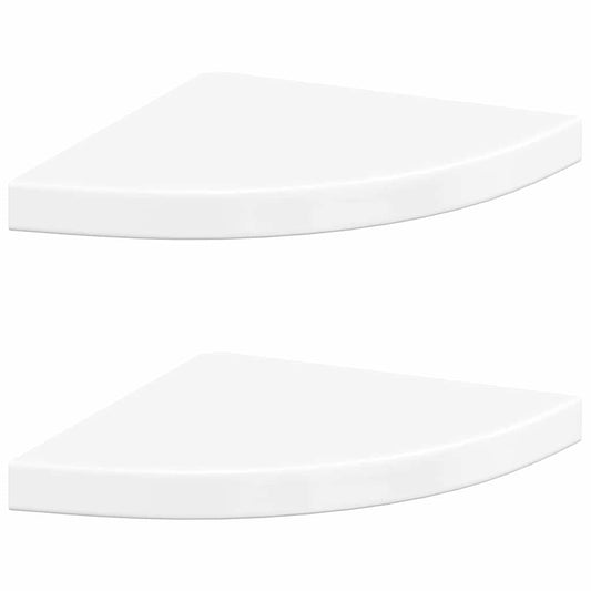 323908 vidaXL Floating Corner Shelves 2 pcs High Gloss White 35x35x3,8 cm MDF