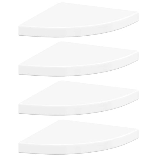 323909 vidaXL Floating Corner Shelves 4 pcs High Gloss White 35x35x3,8 cm MDF