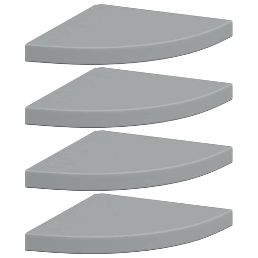 323924 vidaXL Floating Corner Shelves 4 pcs Grey 35x35x3,8 cm MDF