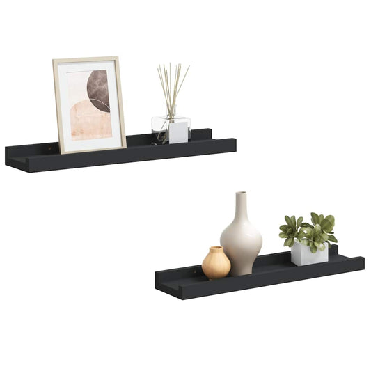 323931 vidaXL Picture Frame Ledge Shelves 2 pcs Black 40x9x3 cm MDF