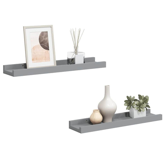 323934 vidaXL Picture Frame Ledge Shelves 2 pcs Grey 40x9x3 cm MDF
