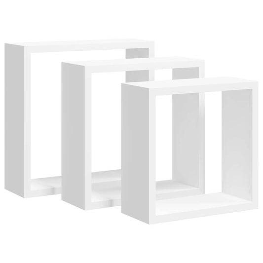 vidaXL Wall Cube Shelves 3 pcs White MDF