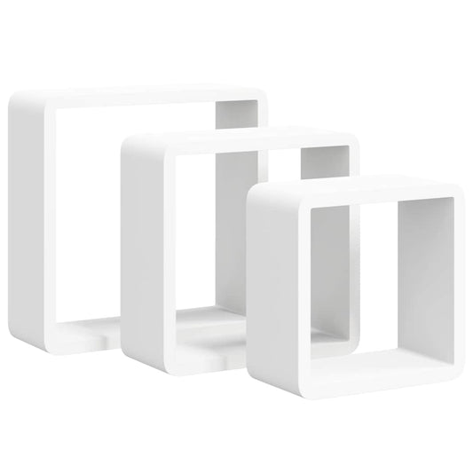 323952 vidaXL Wall Cube Shelves 3 pcs White MDF