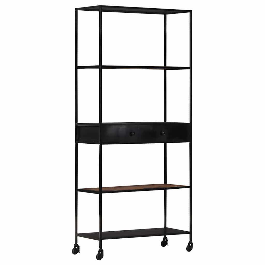 vidaXL Book Cabinet 80x35x180 cm Rough Mango Wood & Iron