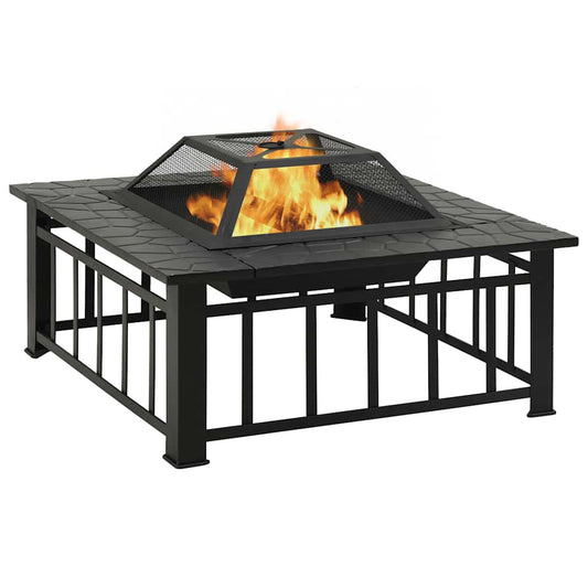 311888 vidaXL Garden Fire Pit with Poker 81x81x47 cm XXL Steel