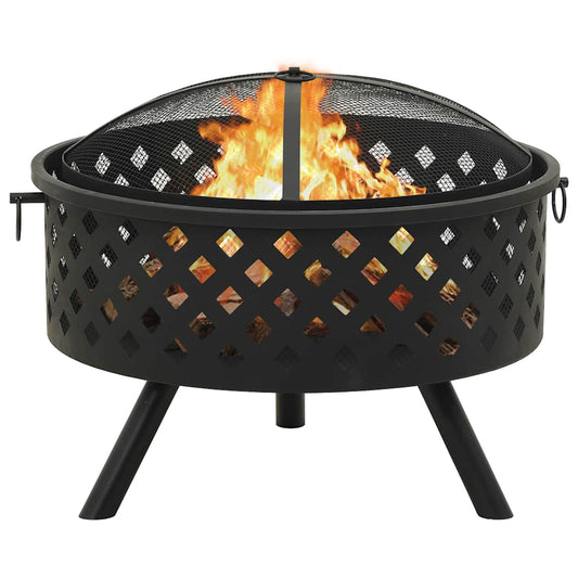 311890 vidaXL Fire Pit with Poker 68 cm XXL Steel