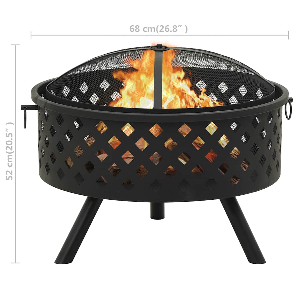 311890 vidaXL Fire Pit with Poker 68 cm XXL Steel